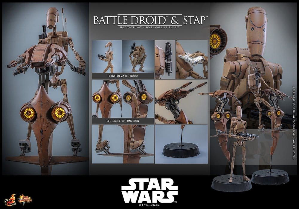 Star Wars: The Phantom Menace Movie Masterpiece set de figurines 1/6 Battle Droid & STAP 32 cm