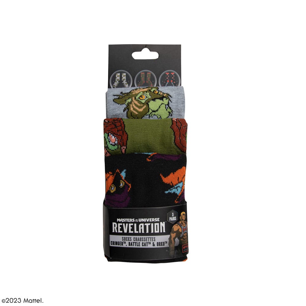 Les Maîtres de l'univers : Révélation Set de 3 chaussettes Cringer & Battle Cat & Orko