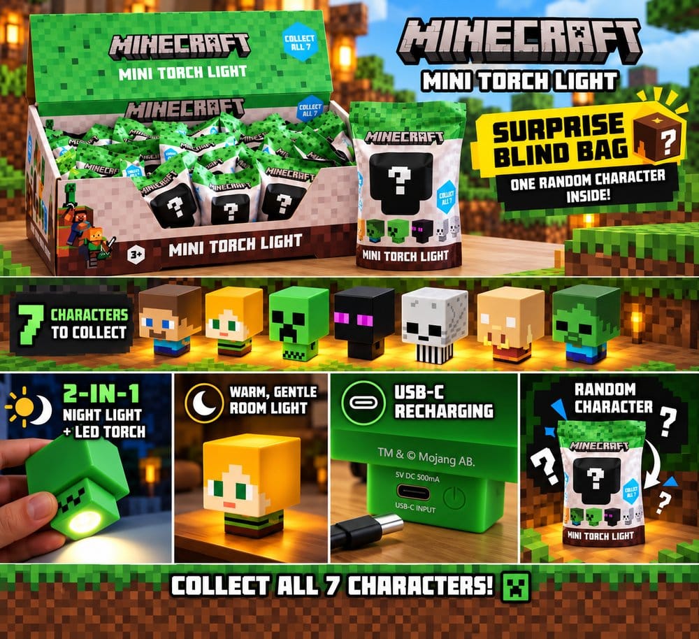 Minecraft Mini Lampe Torche Veilleuse Blind Box Display (20)