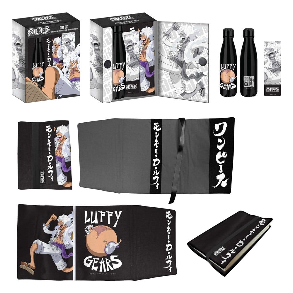 One Piece Bouteille en acier, Autocollant, Couvre-livre Coffret Cadeau Luffy Gears