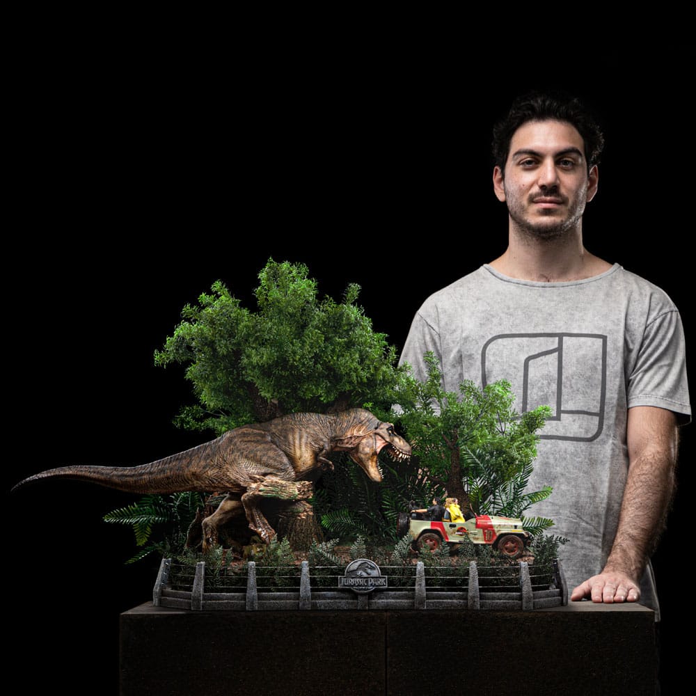 Jurassic Park statuette 1/20 Demi Art Scale T-Rex Chase 30 cm