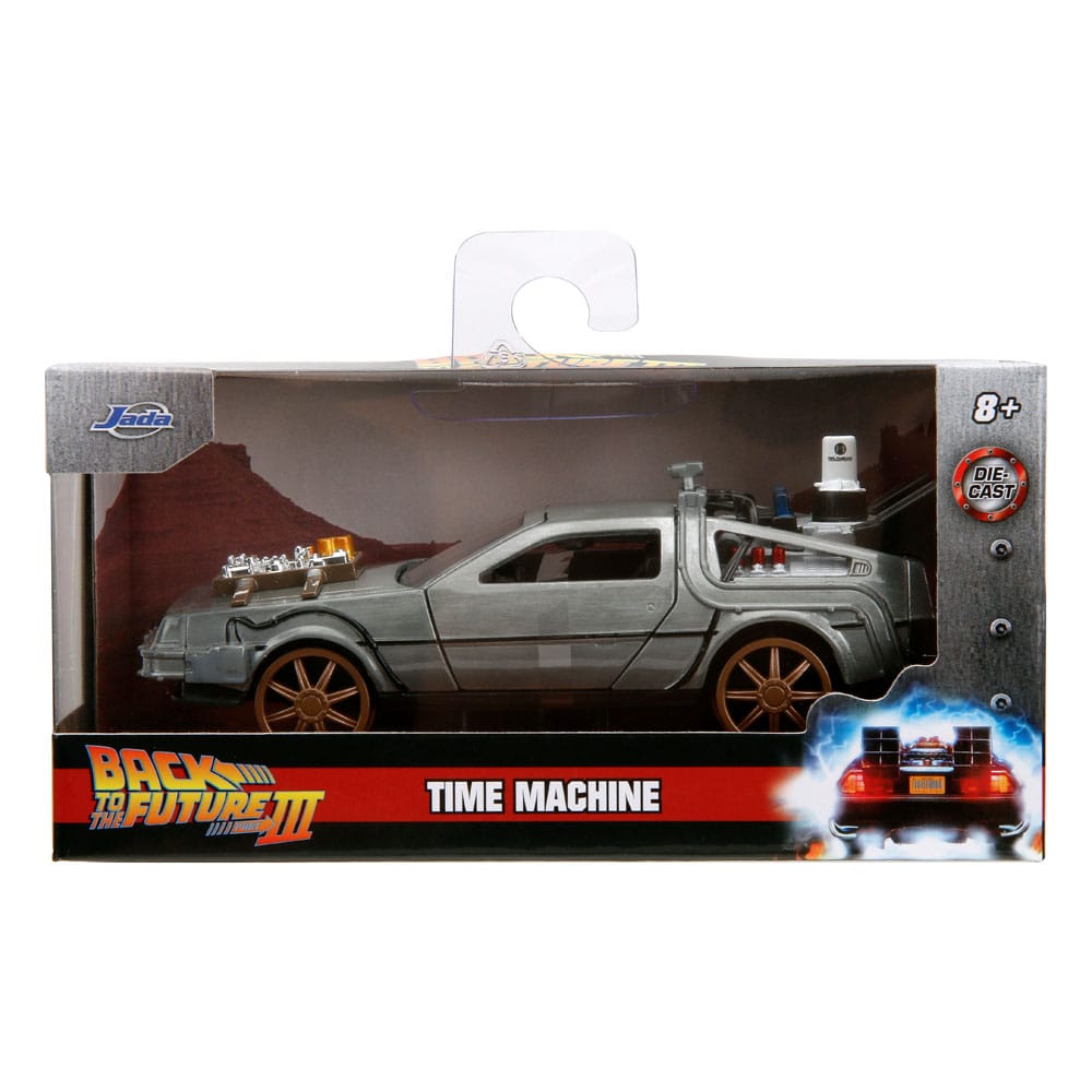 Retour vers le Futur III DeLorean Time Machine Railroad Wheels 1/32 métal Hollywood Rides