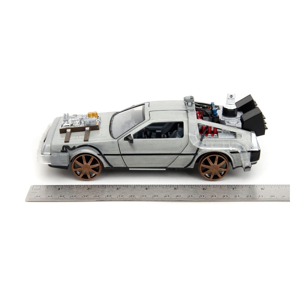Retour vers le Futur III DeLorean Time Machine Railroad Wheels 1/24 métal Hollywood Rides