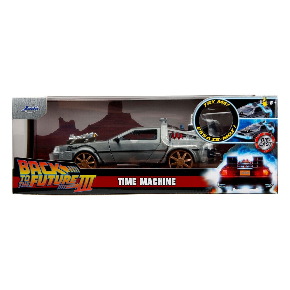 Retour vers le Futur III DeLorean Time Machine Railroad Wheels 1/24 métal Hollywood Rides