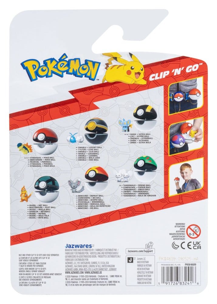 Pokémon Clip 'n' Go assortiment (6) minifigurines Poké Balls ver. 23