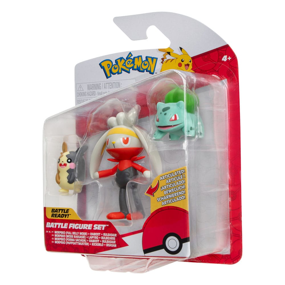 Pokémon pack 3 figurines Battle Figure Set Morpeko, Bulbizarre #1, Lapyro 5 cm