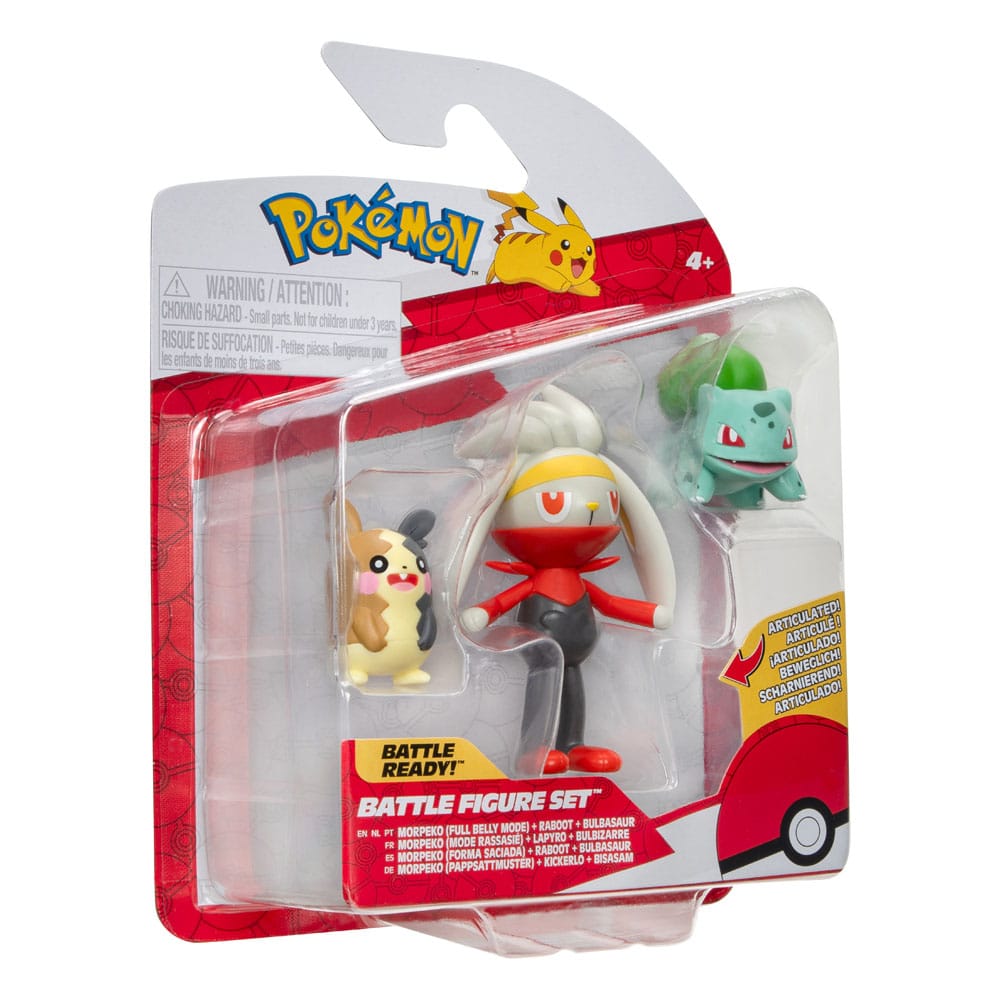 Pokémon pack 3 figurines Battle Figure Set Morpeko, Bulbizarre #1, Lapyro 5 cm