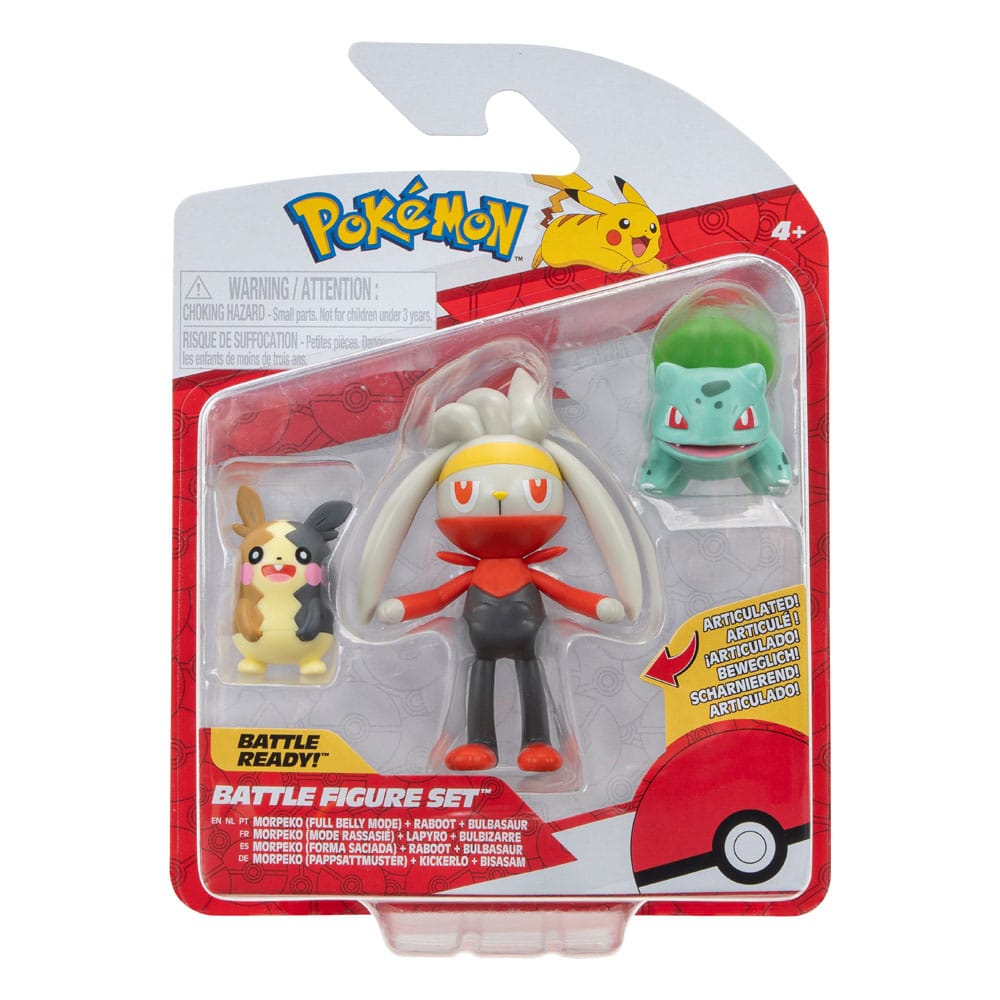 Pokémon pack 3 figurines Battle Figure Set Morpeko, Bulbizarre #1, Lapyro 5 cm