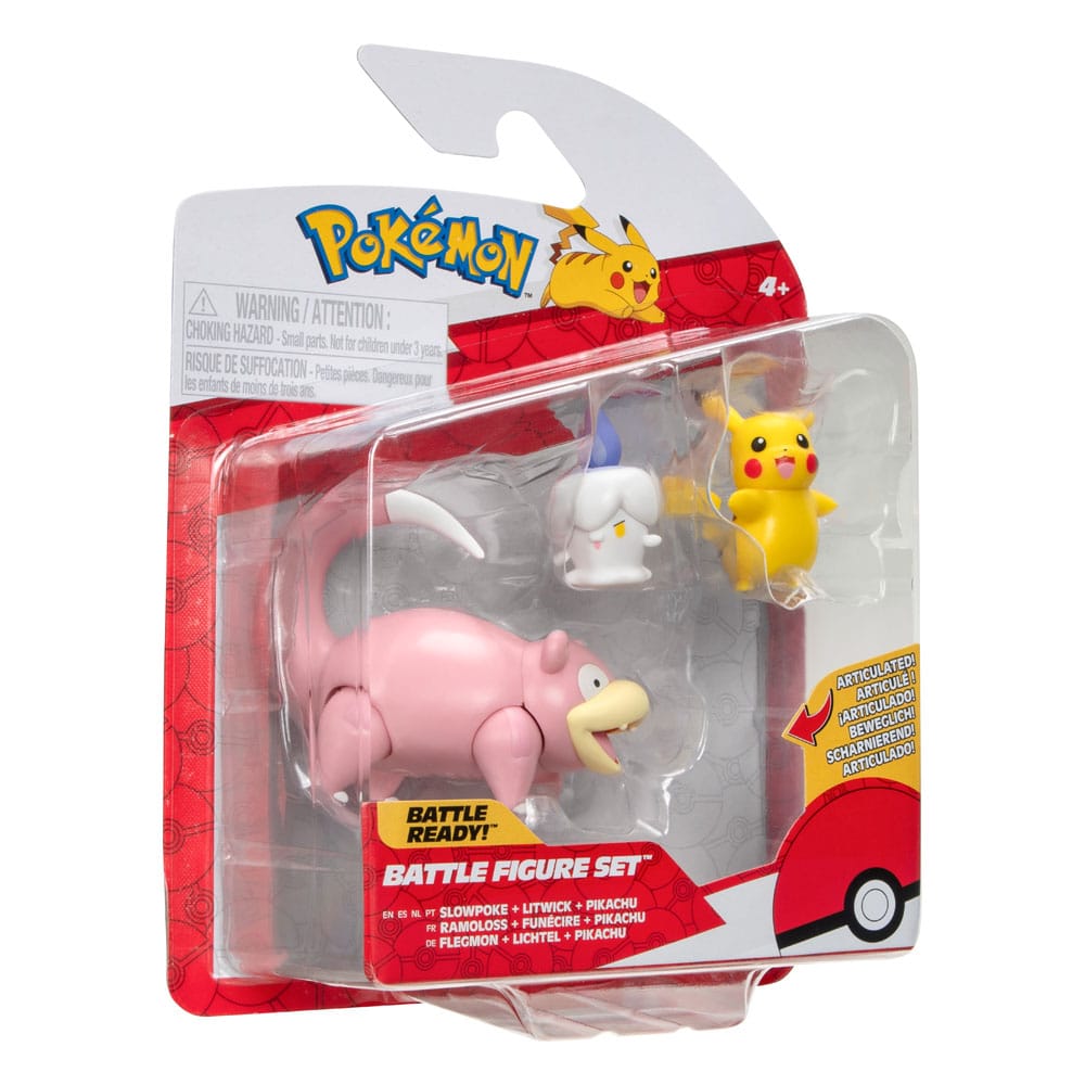 Pokémon pack 3 figurines Battle Figure Set Pikachu (Female), Funécire, Ramoloss 5 cm