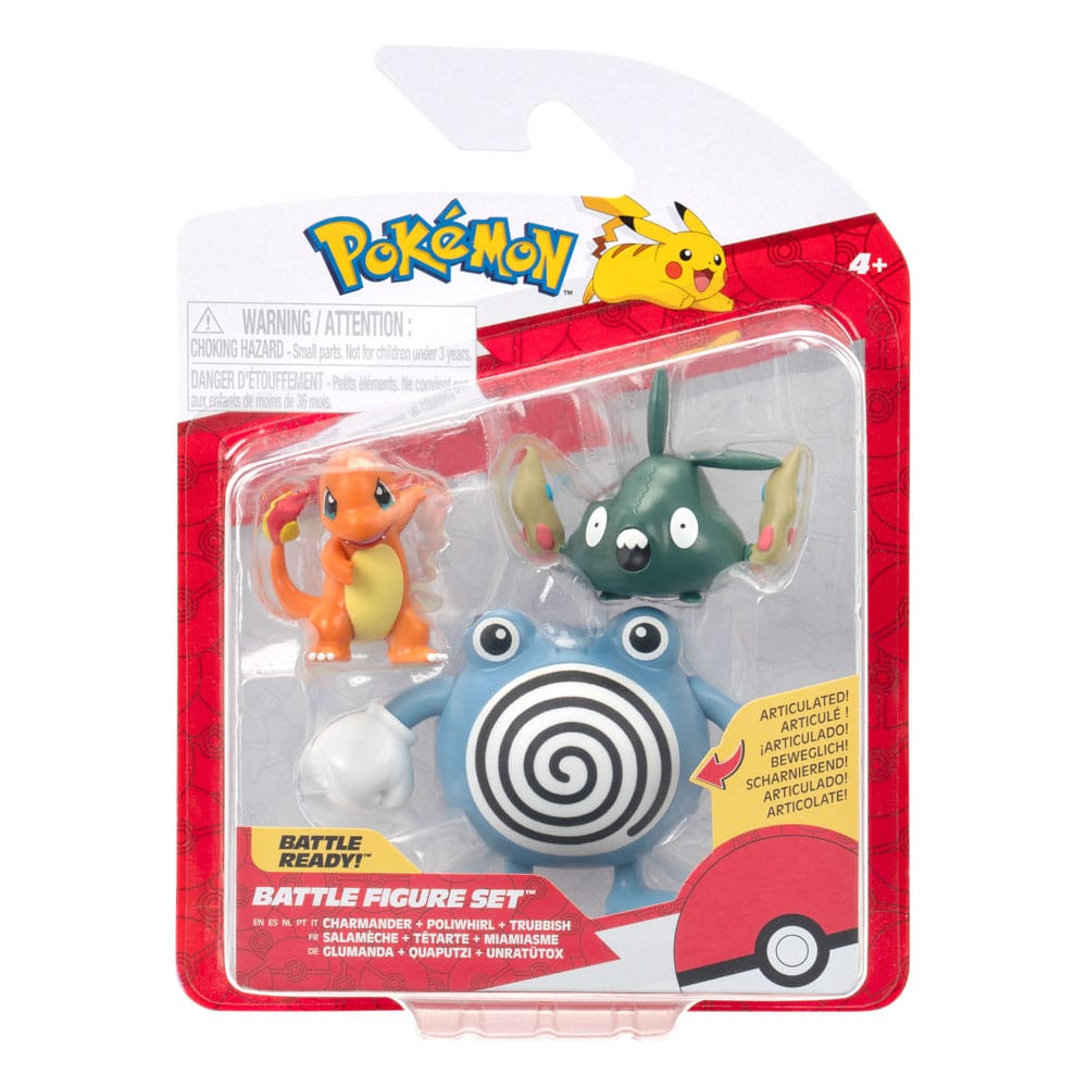 Pokémon pack 3 figurines First Partner Battle Figure Set Salamèche, Miamiasme & Têtarte