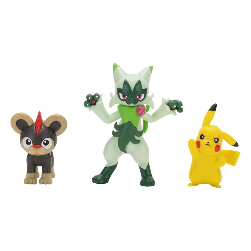 Pokémon pack 3 figurines First Partner Battle Figure Set Hélionceau, Pikachu & Matourgeon