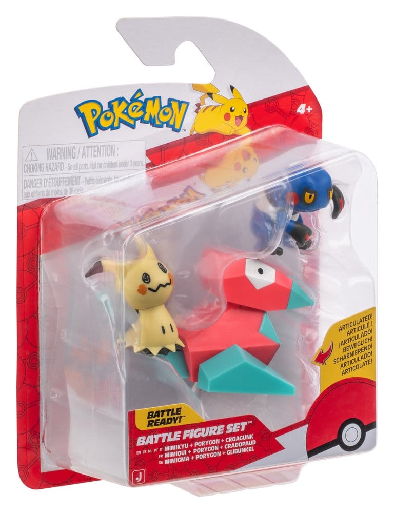 Pokémon Battle Figure figurines 3-Pack Mimiqui, Porygon & Cradopaud
