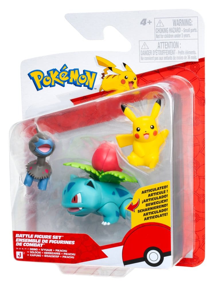 Pokémon Battle Figure Set figurines Pikachu, Solochi & Herbizarre (Pack de 3)