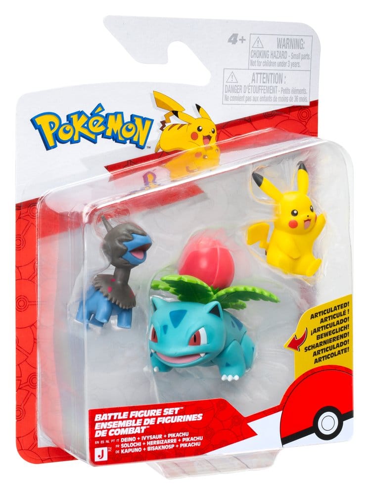 Pokémon Battle Figure Set figurines Pikachu, Solochi & Herbizarre (Pack de 3)