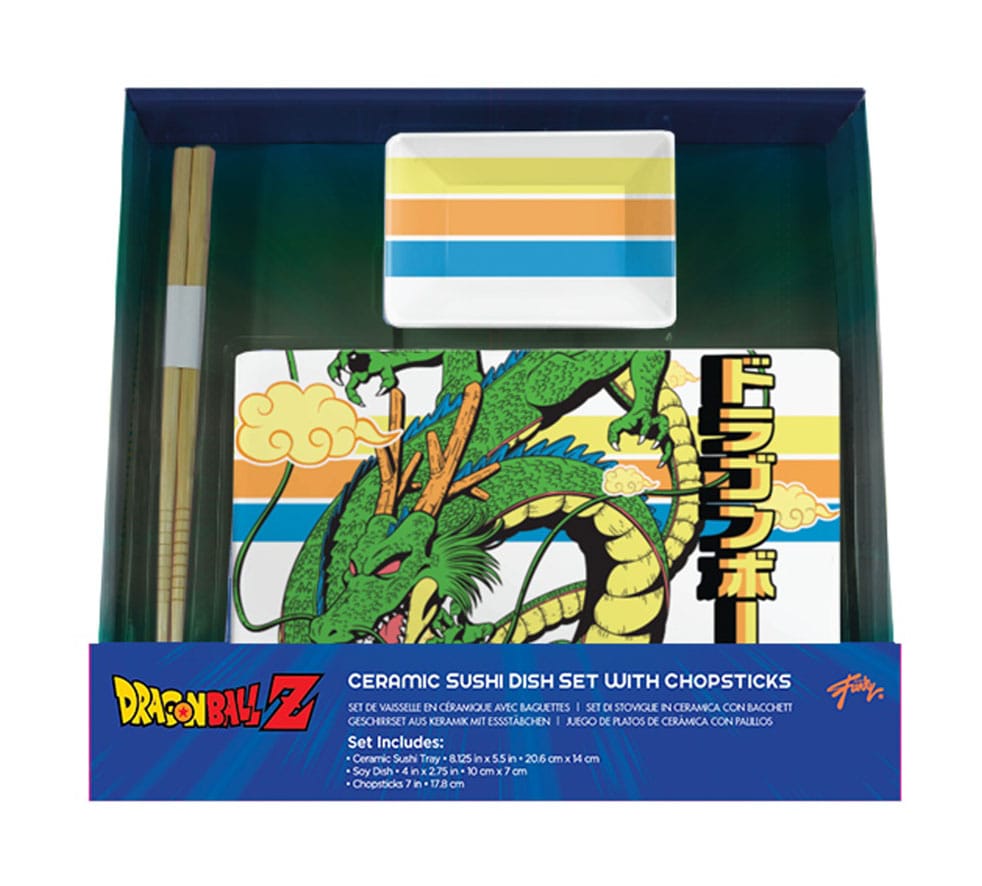 Dragon Ball Z Plaque Sushi et baguettes ensemble en céramique Shenron