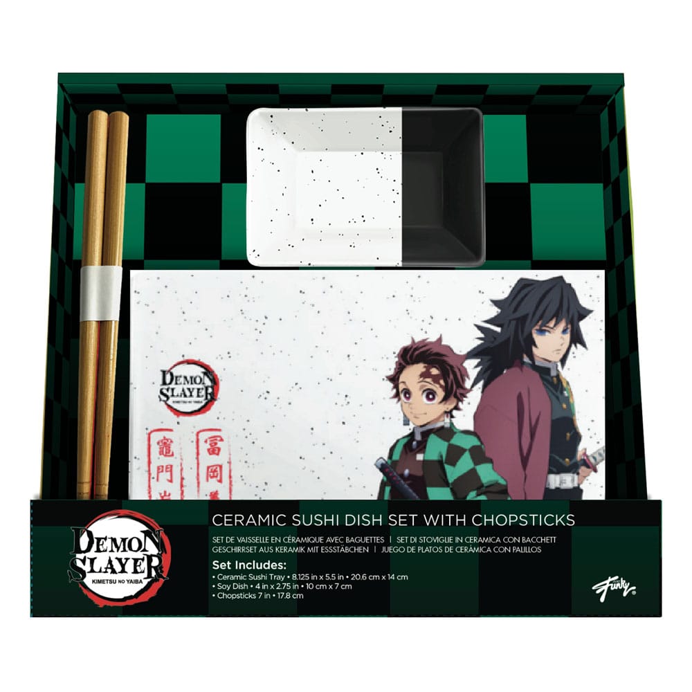 Demon Slayer Plaque Sushi et baguettes ensemble en céramique Tanjiro & Giyu