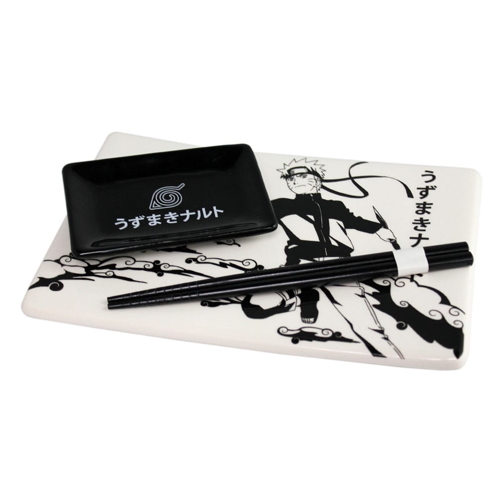 Naruto Shippuden Plaque Sushi et baguettes ensemble en céramique Naruto