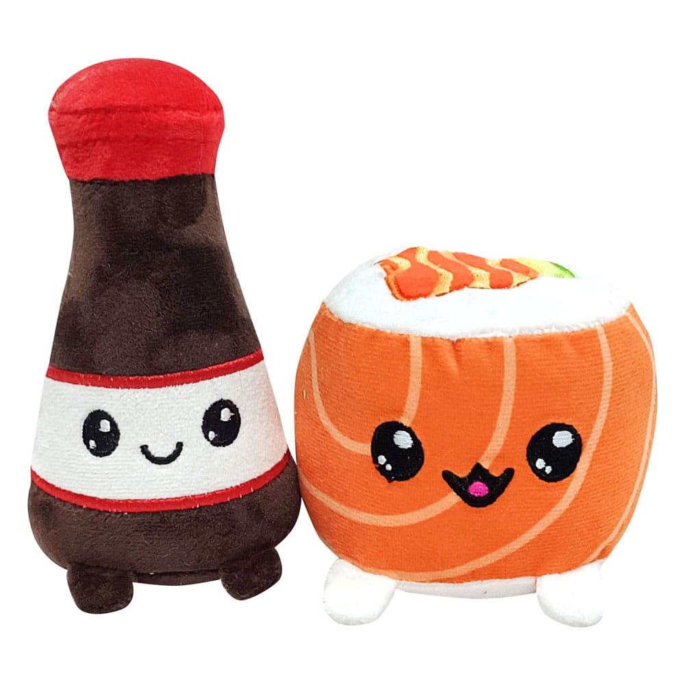 Pack 2 peluches Yummis Together Uramaki & Soya in Take Away Bag 21 cm