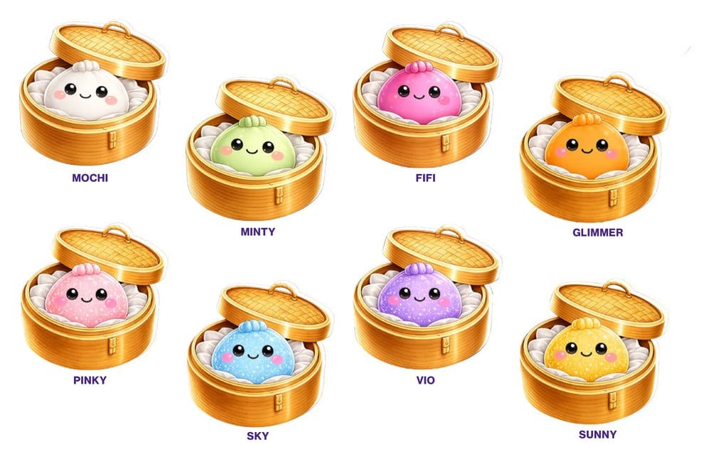 Squeez'a Dumpling Squishy Présentoir de Boîtes Mystères (8)