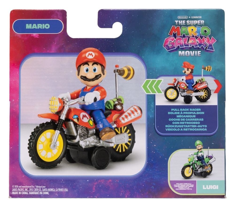 Super Mario Galaxy, le film figurine avec Moto à Rétrofriction Mario 6 cm
