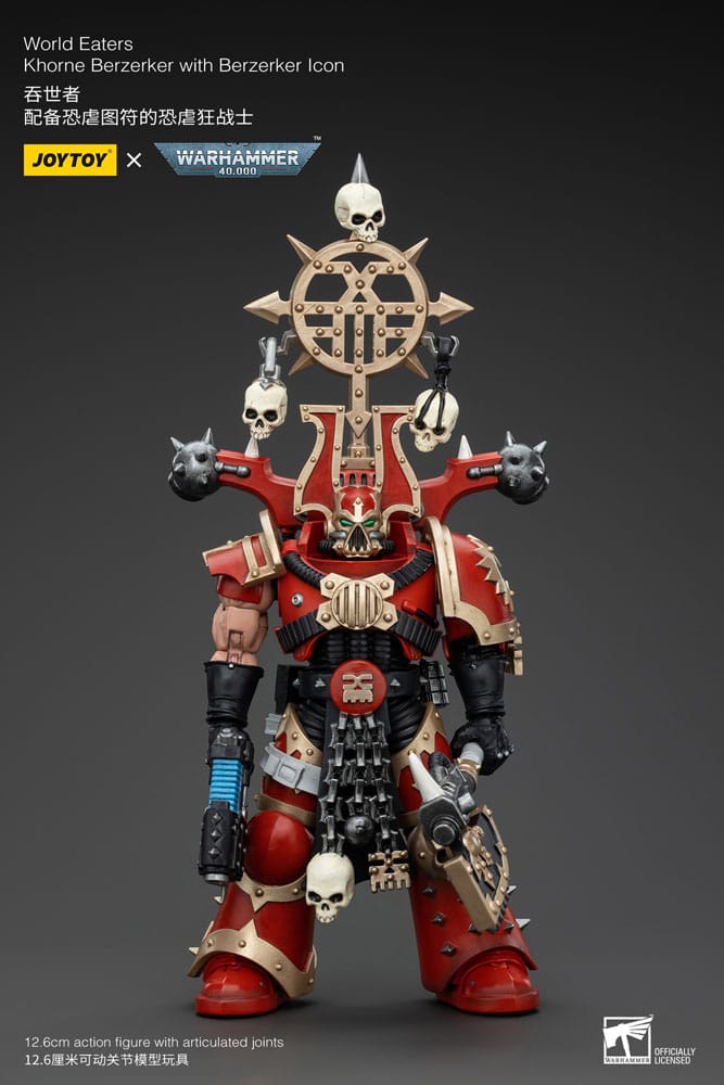 Warhammer 40k figurine 1/18 World Eaters Khorne Berzerker with Berzerker lcon 13 cm