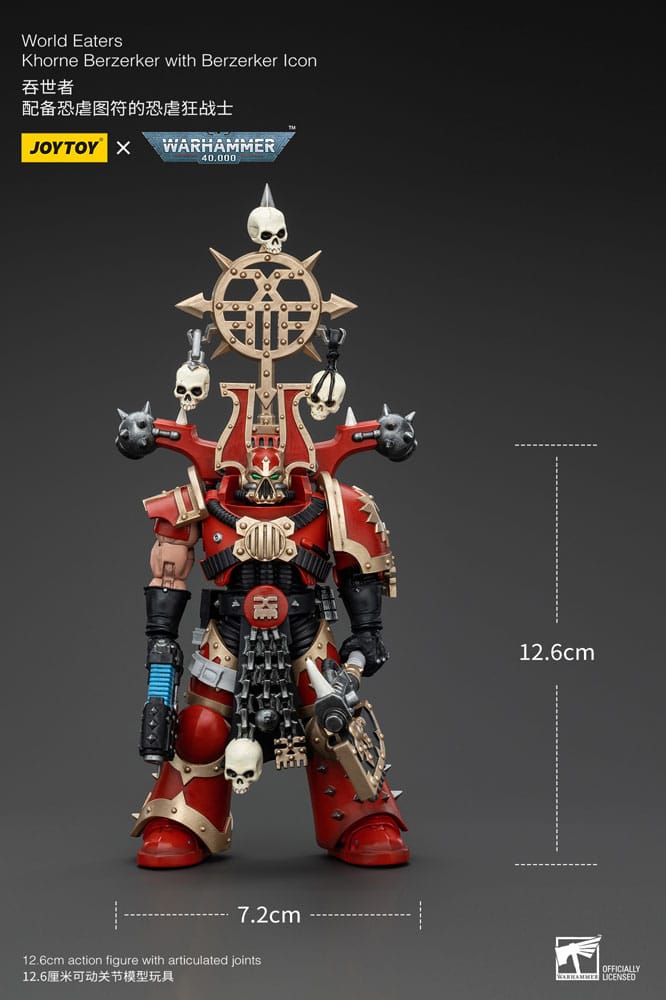 Warhammer 40k figurine 1/18 World Eaters Khorne Berzerker with Berzerker lcon 13 cm