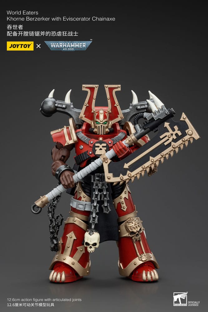 Warhammer 40k figurine 1/18 World Eaters Khorne Berzerker with Eviscerator Chainaxe 13 cm