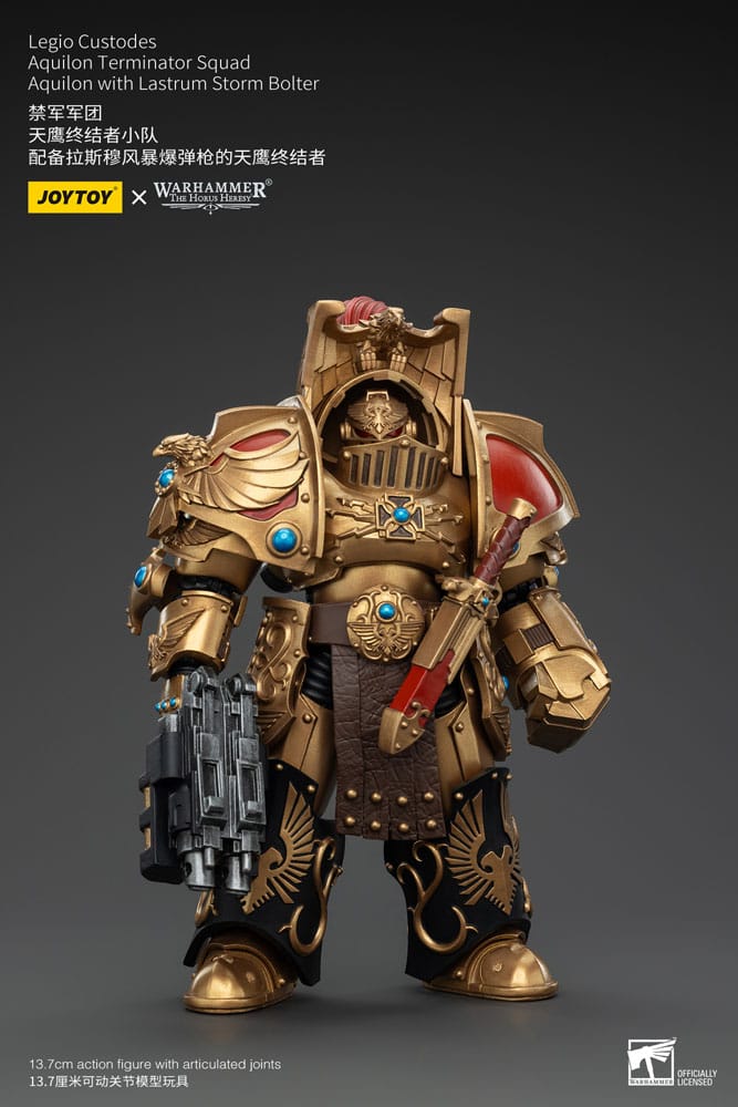 Warhammer The Horus Heresy figurine 1/18 Legio Custodes Aquilon Terminator Squad Aquilon with Lastrum Storm Bolter 14 cm