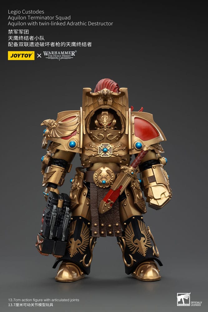 Warhammer The Horus Heresy figurine 1/18 Legio Custodes Aquilon Terminator Squad Aquilon with twin-linked Adrathic Destructor 14 cm