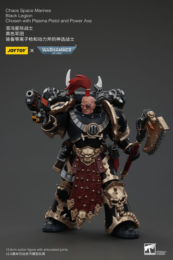 Warhammer 40k figurine Chaos Space Marines Black Legion Chosen with Plasma Pistol and Power Axe 20 cm