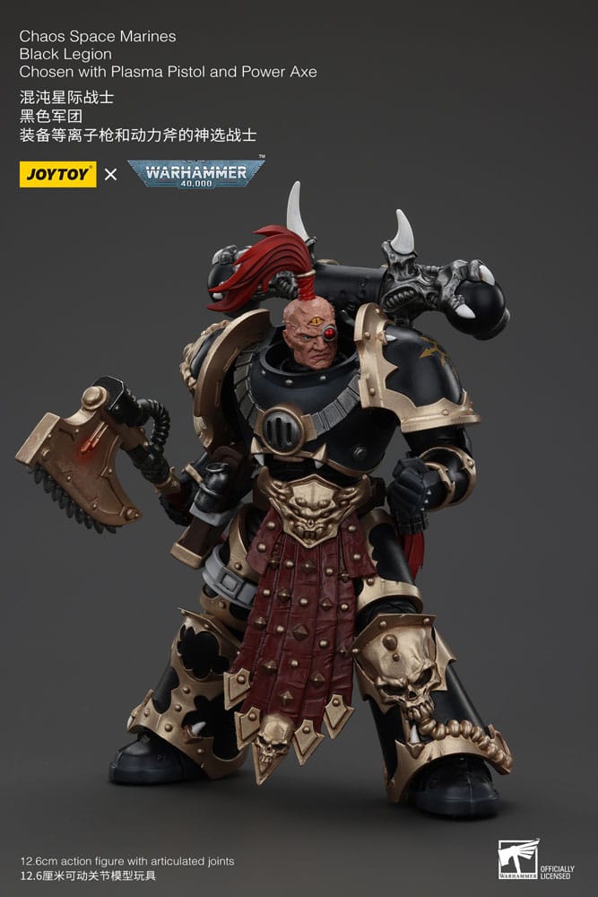 Warhammer 40k figurine Chaos Space Marines Black Legion Chosen with Plasma Pistol and Power Axe 20 cm