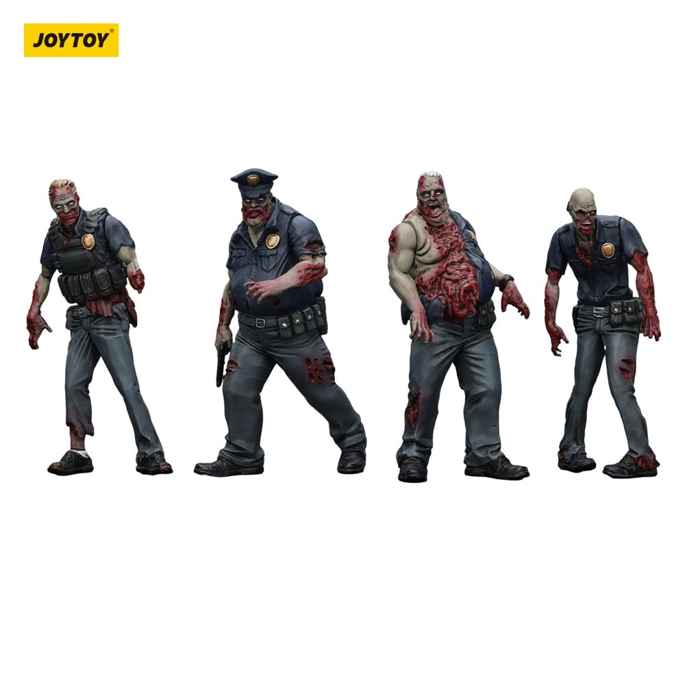Zombie pack 4 figurines Dark Source Police (Male) 8 cm