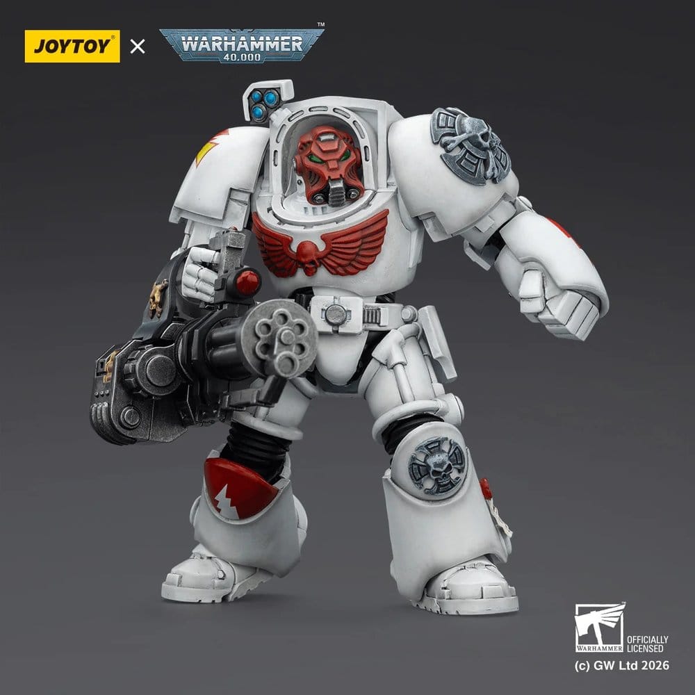 Warhammer 40,000 figurine White Scars Terminator 3 with Power Fist and Assault Cannon 14 cm