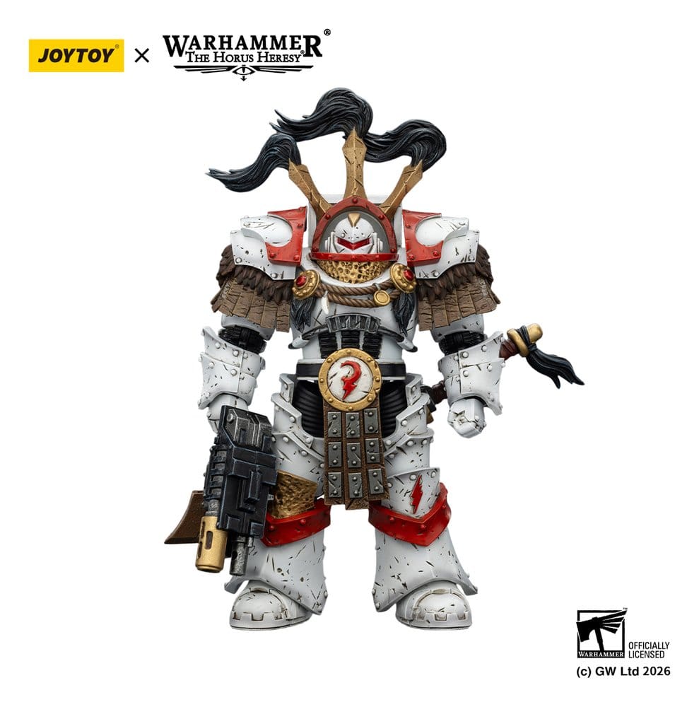 Warhammer 40,000 figurine White Scars Legion Praetor in Cataphractii Terminator Armour with Cyber Hawk Chogorian sword and combi-melta 14 cm