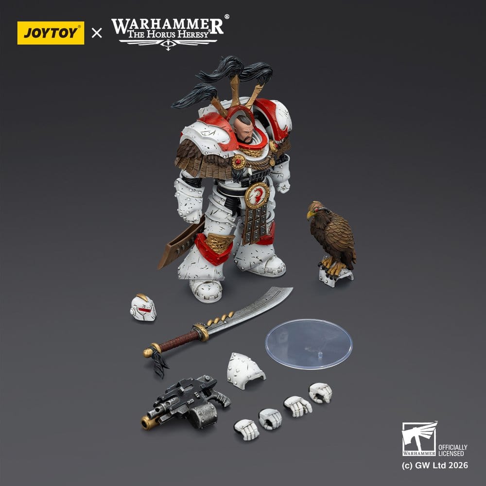 Warhammer 40,000 figurine White Scars Legion Praetor in Cataphractii Terminator Armour with Cyber Hawk Chogorian sword and combi-melta 14 cm