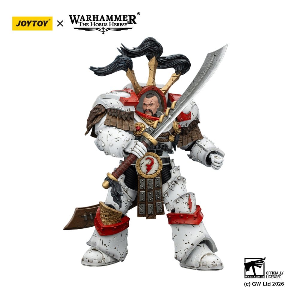 Warhammer 40,000 figurine White Scars Legion Praetor in Cataphractii Terminator Armour with Cyber Hawk Chogorian sword and combi-melta 14 cm