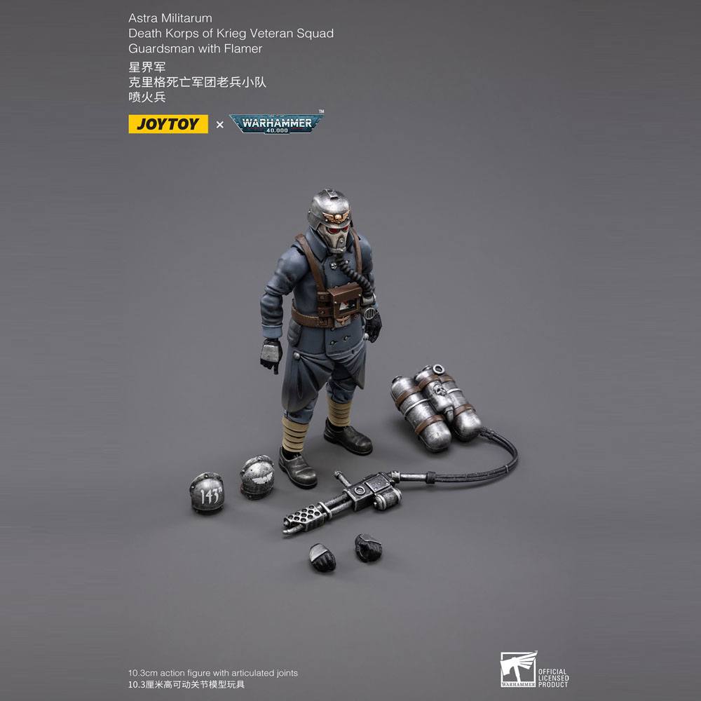 Warhammer 40k figurine 1/18 Death Korps of Krieg Veteran Squad Guardsman with Flamer 10 cm