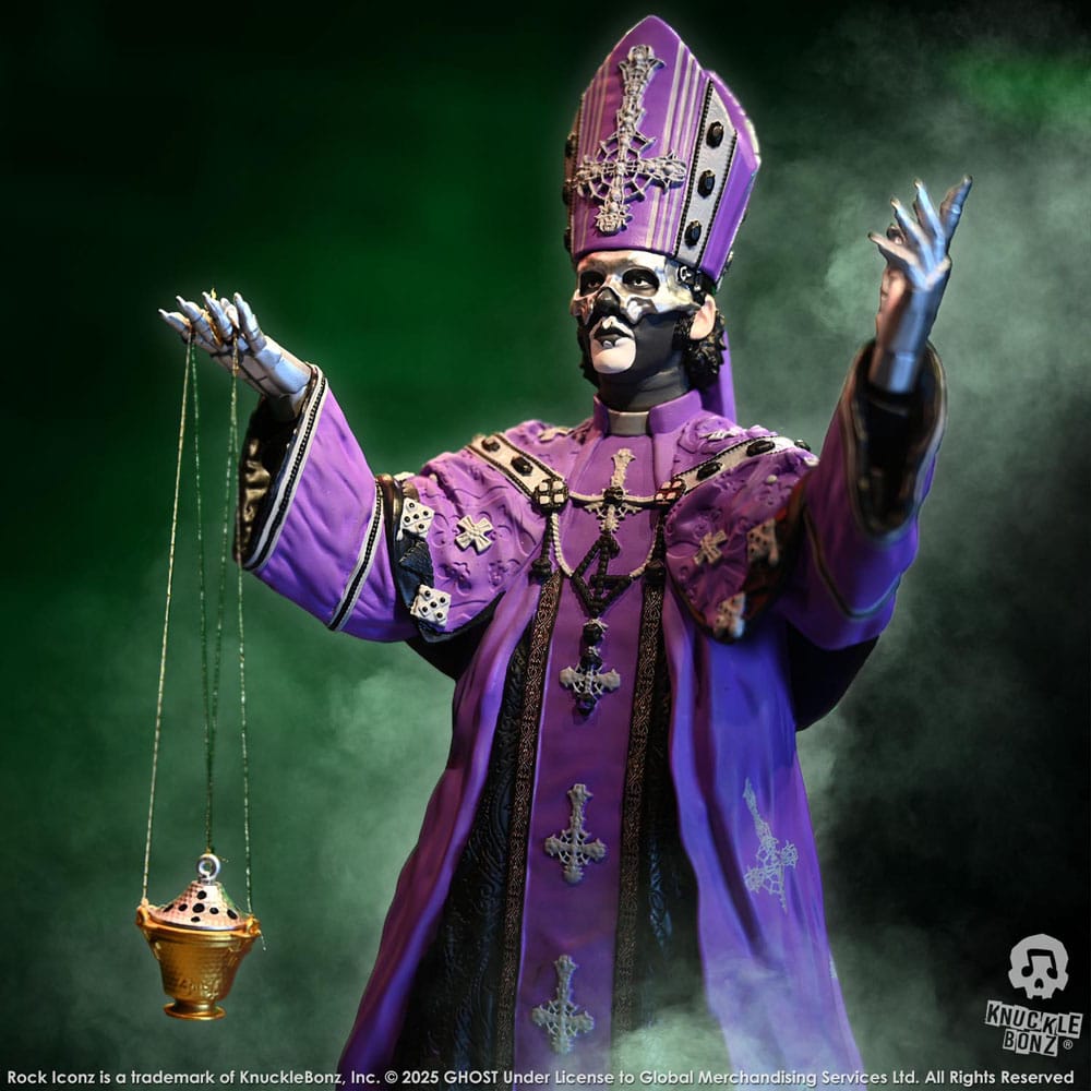 Ghost statuette Rock Iconz Papa V Perpetua Purple Robes 22 cm