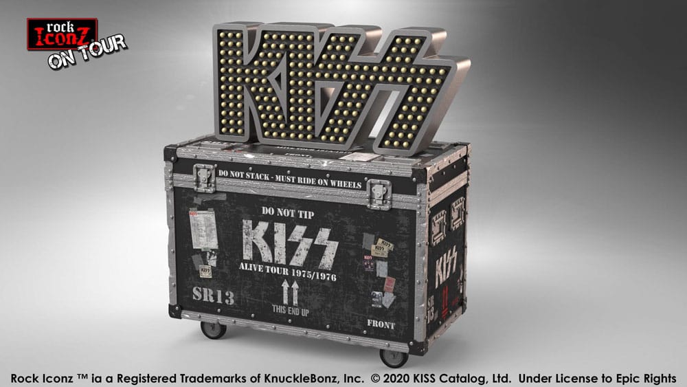 Kiss statuette Rock Ikonz On Tour caisse de tournée + décor de scène Alive! Tour