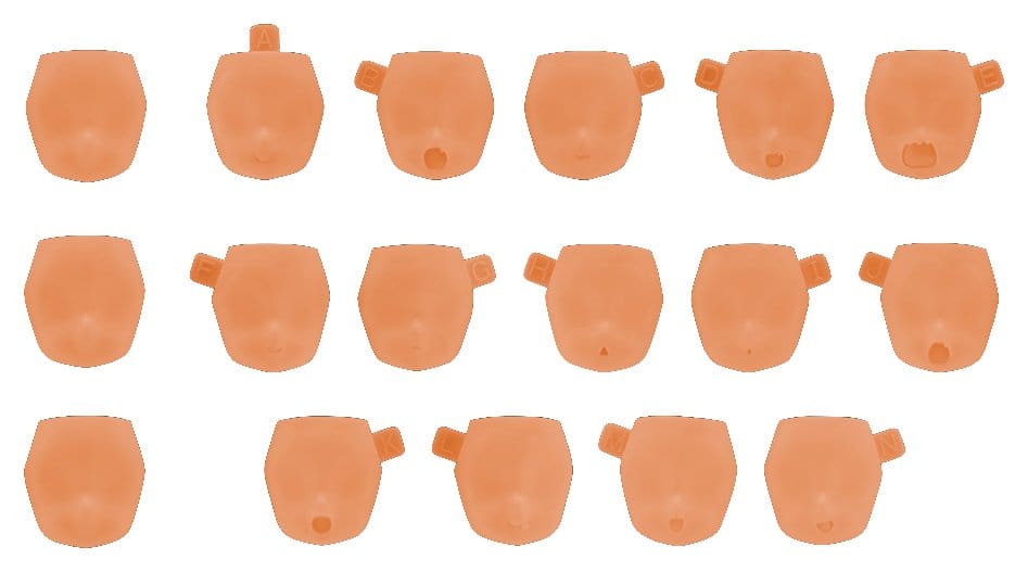 Megami Device M.S.G. accessoire pour figurines Plastic Model Kit 1/1 10 Face Set Puni Mofu 01 Skin Color E