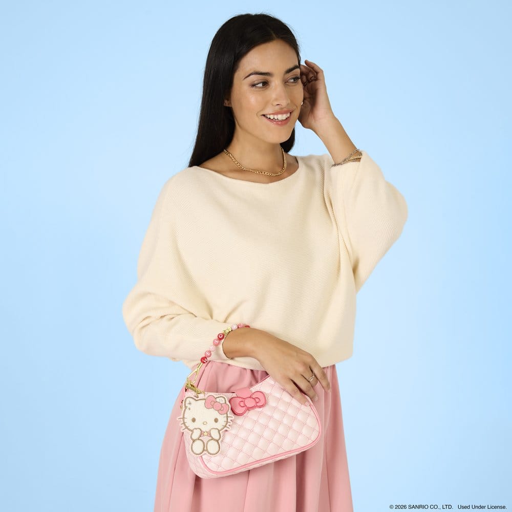 Sanrio by Loungefly sac à bandoulière avec poignée perlée et breloque pour sac Hello Kitty matelassé