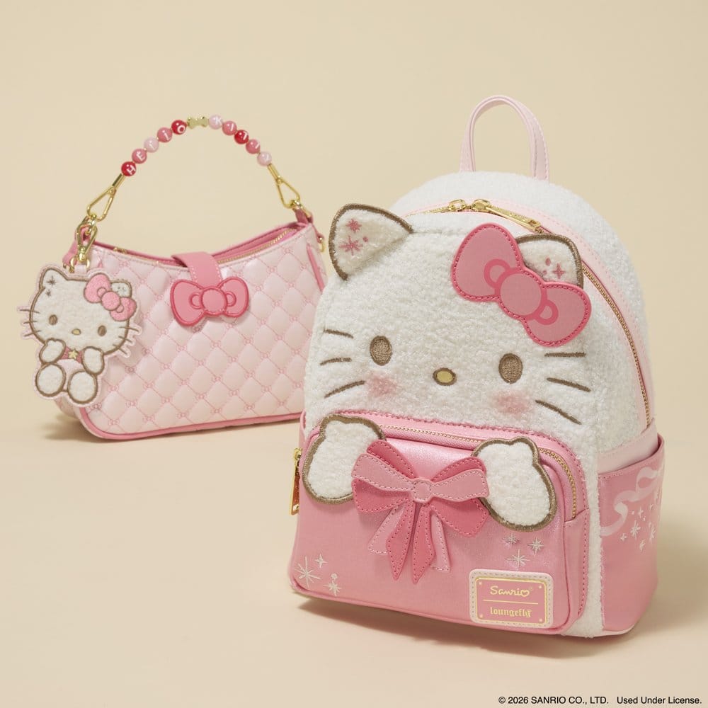Sanrio by Loungefly sac à bandoulière avec poignée perlée et breloque pour sac Hello Kitty matelassé