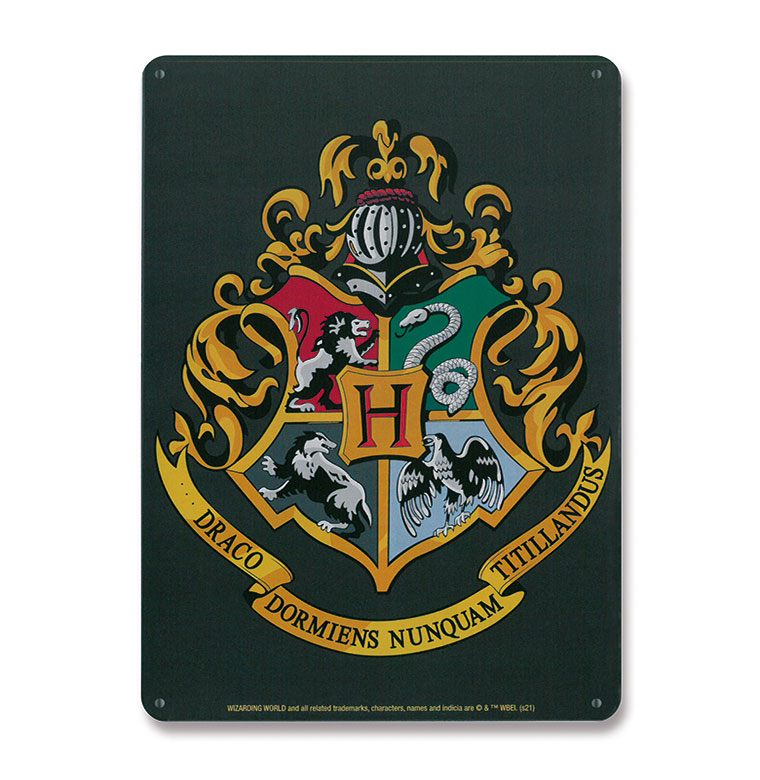 Harry Potter panneau métal Hogwarts Logo 15 x 21 cm