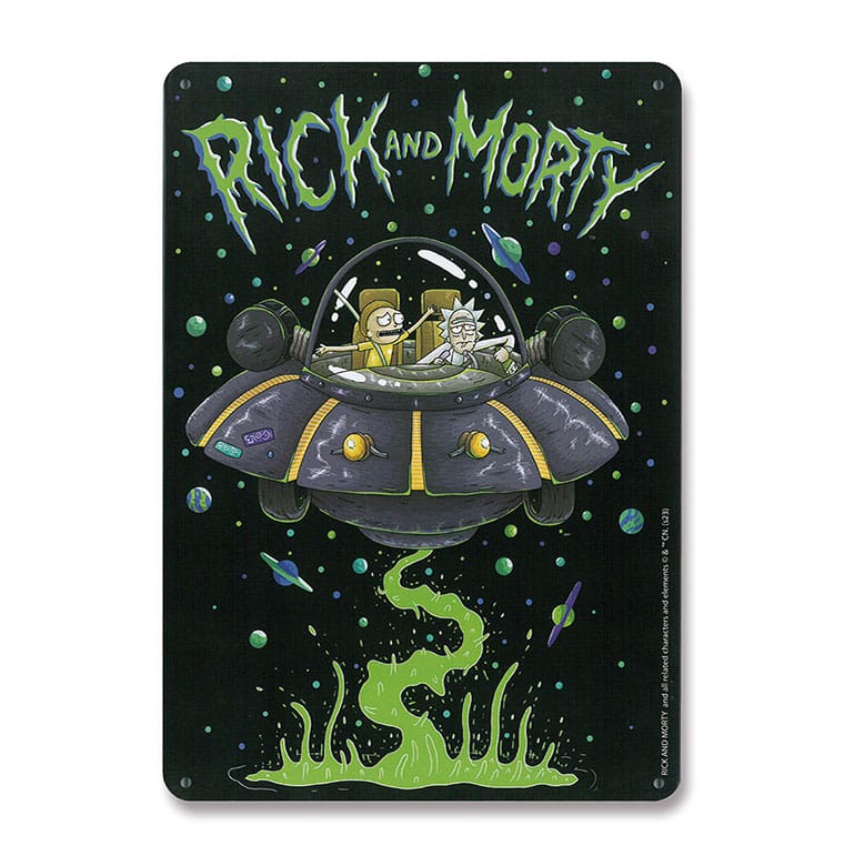 Rick & Morty panneau métal Spaceship 15 x 21 cm