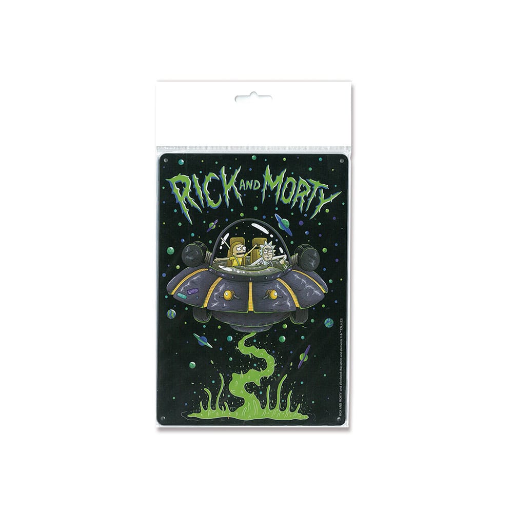 Rick & Morty panneau métal Spaceship 15 x 21 cm