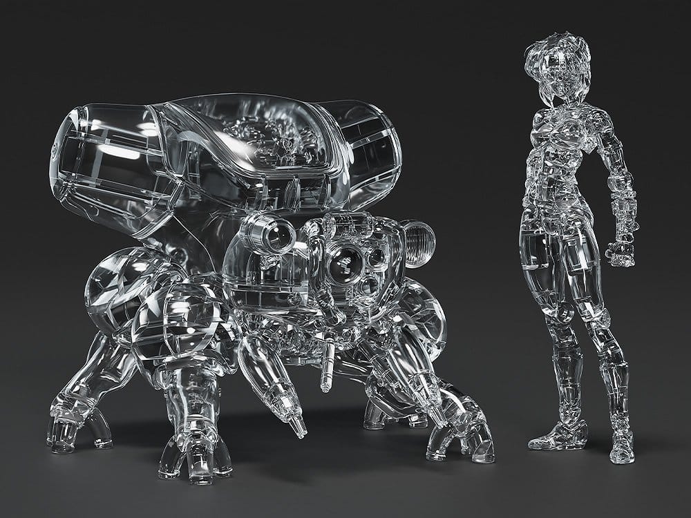 Ghost in the Shell Plastic Model Kit PLAMAX minimum factory Motoko Kusanagi avec Fuchikoma: Thermoptic Camouflage Ver. 8 cm