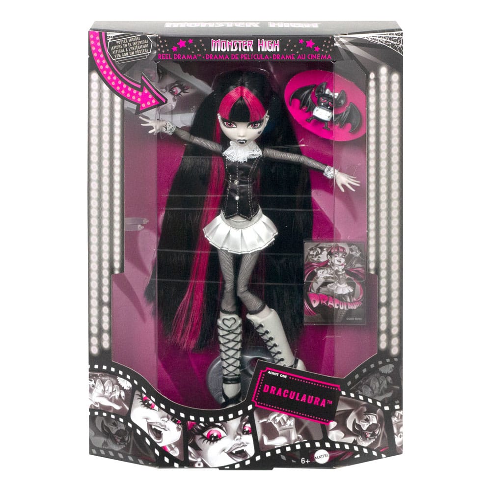 Monster High poupée Reel Drama Draculaura en Noir et Blanc