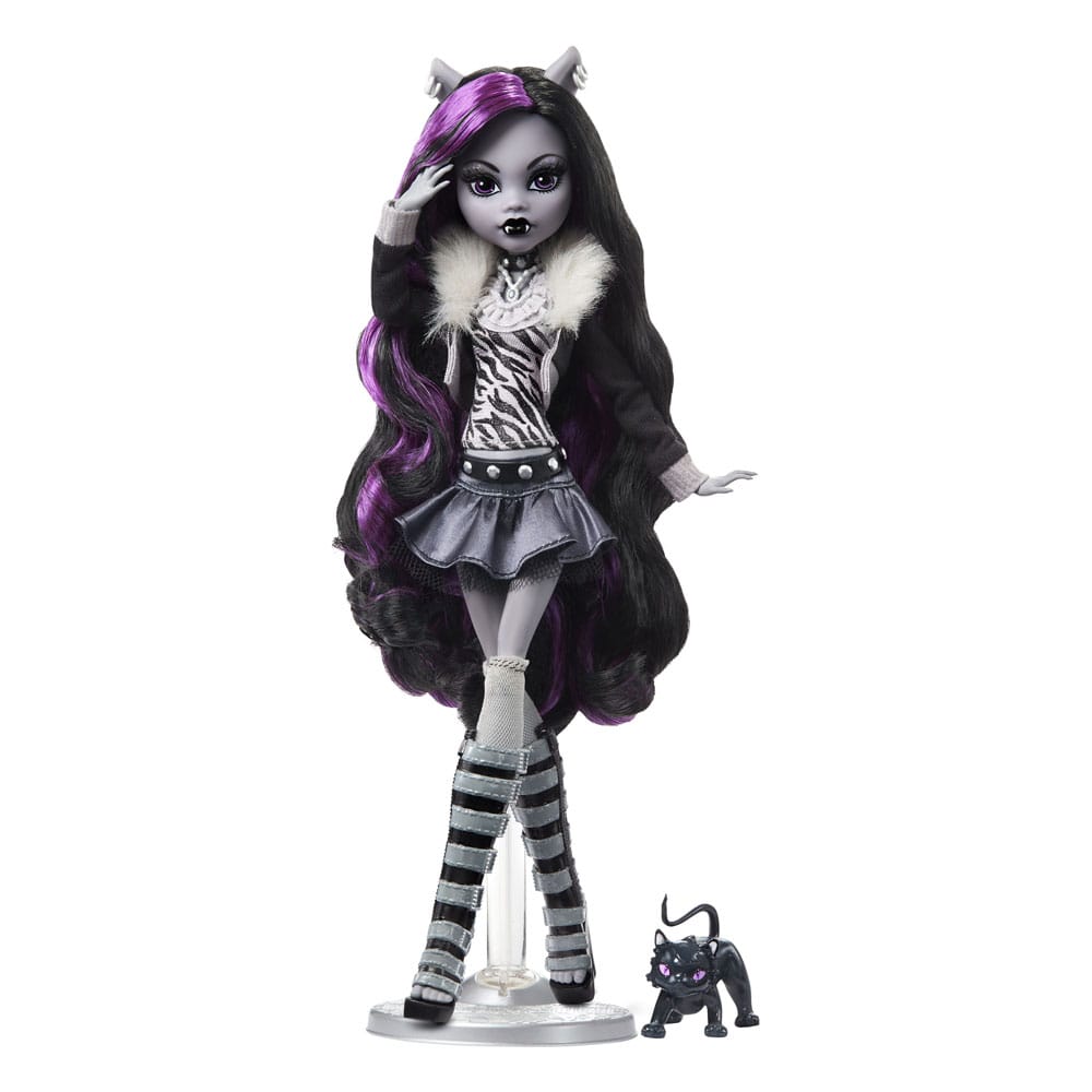 Monster High poupée Reel Drama Clawdeen Wolf en Noir et Blanc