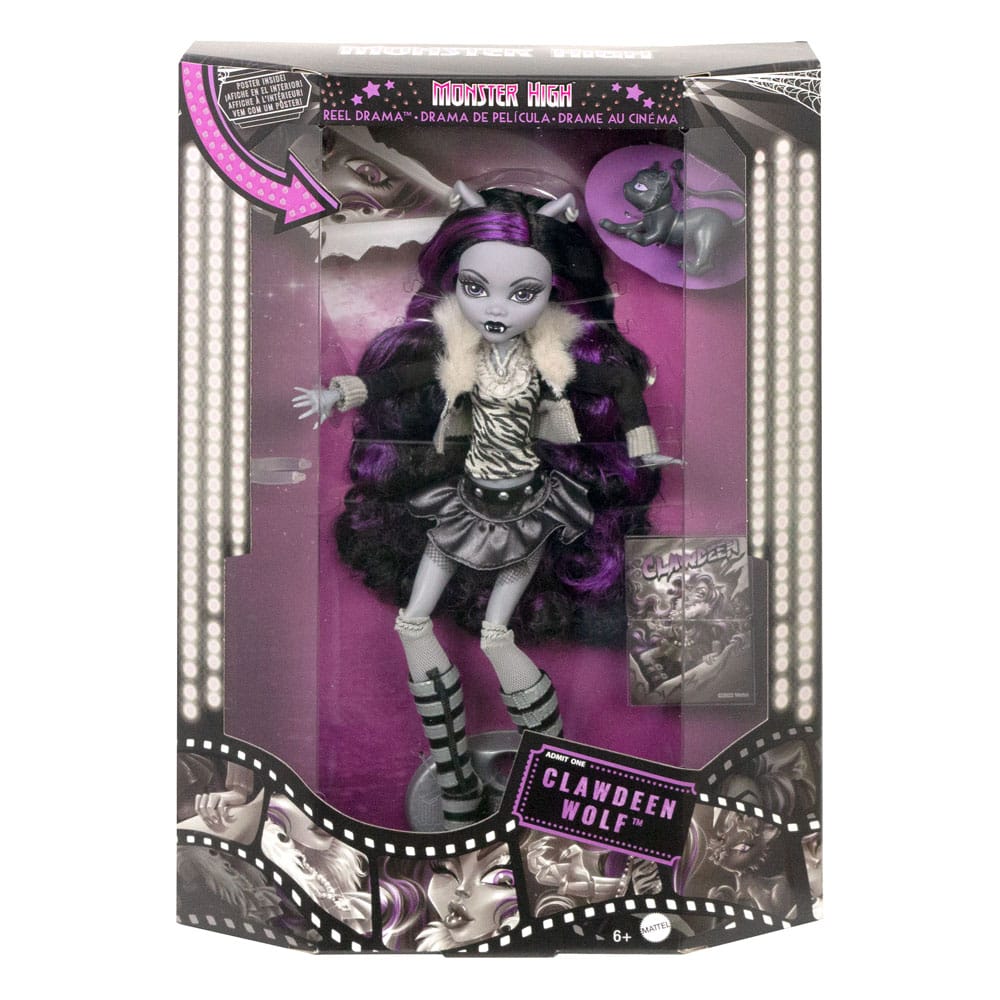 Monster High poupée Reel Drama Clawdeen Wolf en Noir et Blanc