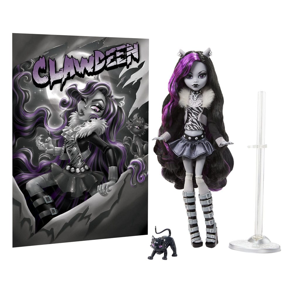 Monster High poupée Reel Drama Clawdeen Wolf en Noir et Blanc